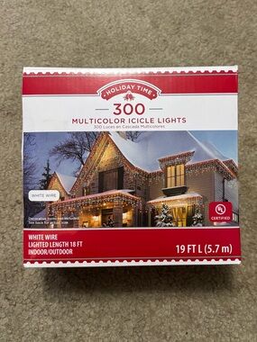 Holiday Time Multicolor Icicle Lights with White Wire